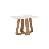 Mesa Sala De Jantar Lins 1200mm Canto Arredon Com Vidro Nature-off White - Henn