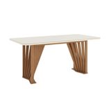 Mesa Sala De Jantar Adriana 1800mm Canto Arredon Com Vidro Nature-off White - Henn