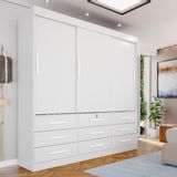 Guarda-roupa 3 Portas 9 Gavetas Florença Espresso Móveis Branco