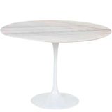 Mesa De Jantar Tulipa Saarinen Redonda 100 Cm Mármore Branco Extra Cor Branco