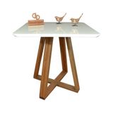 Mesa De Jantar Quadrada Tampo Laqueado E Vidro 80cm - Base X Branca