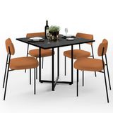 Mesa De Jantar Rivera Preto 90cm Com 04 Cadeiras Industrial Melina F01 Bouclê Terracota - Lyam