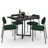 Mesa De Jantar Rivera Preto 90cm Com 04 Cadeiras Industrial Melina F01 Bouclê Verde - Lyam