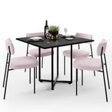 Mesa De Jantar Rivera Preto 90cm Com 04 Cadeiras Industrial Melina F01 Bouclê Rosê - Lyam