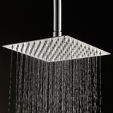 Ducha Inox Quadrada 25x25 Cm Teto Cromada Braço Redondo Pex