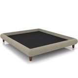 Cama Casal Queen Pés De Madeira 176cm Otto P05 Linho Bege