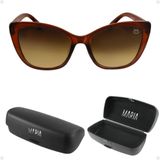 Oculos Sol Feminino Proteção Uv Praia Vintage Gatinho + Case Acetato Verão Qualidade Premium Marrom