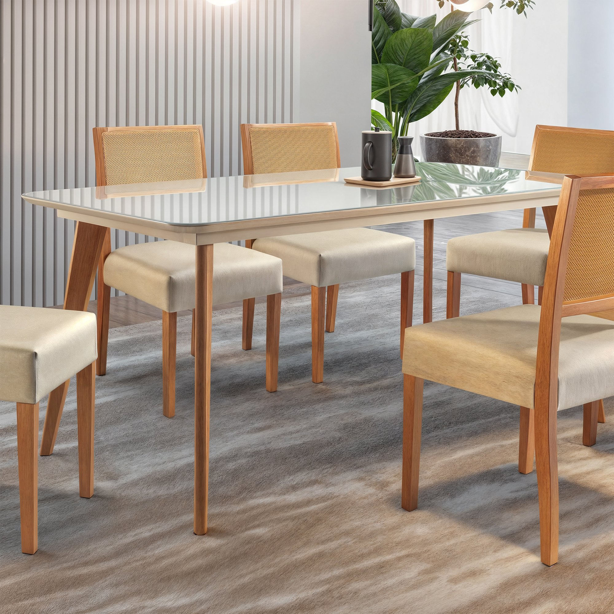 Mesa De Jantar 6 Lugares 160x90cm Tampo Madeira Maciça Versales Espresso Móveis Cinamomo/off White