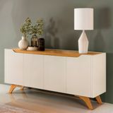 Buffet Aparador 4 Portas 180cm Grécia Mavaular Off White/naturalle