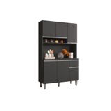 Kit Cozinha Compacta Márcia 105 Cm Com 6 Portas E 1 Gaveta Cinza Fosco