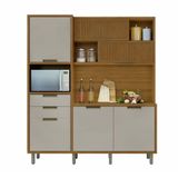 Cozinha Compacta 6 Portas 2 Gavetas Loft Imperatriz Nesher Móveis Amadeirado Freijó-off White