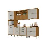 Cozinha Completa Imperatriz 5 Peças (2 Balcões + 2 Aéreos+ 1 Paneleiro) C5p28 Freijo/off White - Nesher