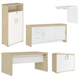 Conjunto Escritório Home Office 5 Peças Corp A06 Carvalho/branco - Mpozenato