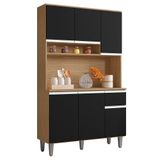Cozinha Compacta 105cm Com 6 Portas 1 Gaveta Márcia Preto Amêndoa