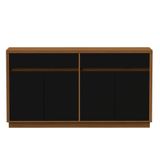 Balcão Buffet 4 Portas E 2 Gavetas De 150cm Em Mdf Lorient Imbuia - Preto