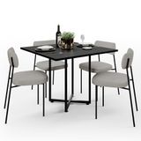 Mesa De Jantar Rivera Preto 90cm Com 04 Cadeiras Industrial Melina F01 Linho Cinza - Lyam