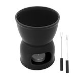 Aparelho De Fondue 4 Peças De Porcelana Para Duas Pessoas Preto 400ml - Wolff