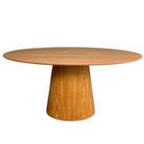 Mesa De Jantar Cone Oval 137x90 Cm Base Madeira Freijó Tampo Freijó