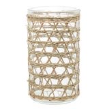 Vaso De Vidro E Fibra Natural 8,5cm X 15,5cm - Wolff