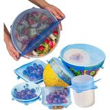 Kit 6 Super Tampas Potes Universal Stretch Silicone Premium