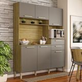 Armario De Cozinha Compacta 6 Portas 2 Gavetas Montesa - Freijó/gris Freijó/gris