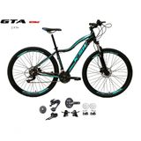 Bicicleta Aro 29 Ksw Mwza Feminina Kit 2x9 Gta Sunrun Disco K7 11/36 Pedivela 24/38d Com Trava - Preto/azul Tam.15