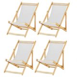 Kit 4 Cadeira Espreguiçadeira Dobrável S-b-branco