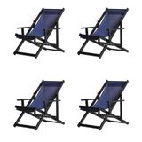 Kit 4 Espreguiçadeiras Dobrável Black Cb-azul Marinho