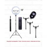 Ring Light 18&quot; + Tripé 160cm + Adaptador Ball Head