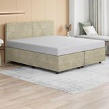 Base Cama Box King Size Veludo Skybox Cor Bege