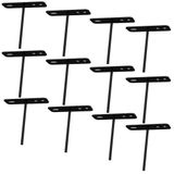 12 Suportes Espetos Estacas Chão Refletor - 12 Cjts - Preto