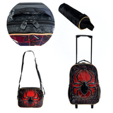 Kit Mochila Infantil Escolar Com 3 Peças De Aranha Vermelho E Preto