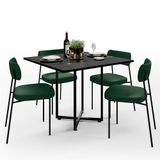 Mesa De Jantar Rivera Preto 90cm Com 04 Cadeiras Industrial Melina F01 Couríssimo Verde - Lyam