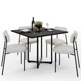 Mesa De Jantar Rivera Preto 90cm Com 04 Cadeiras Industrial Melina F01 Bouclê Cru - Lyam