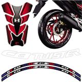 Combo Protetor Adesivo Tanque E Aro Moto Cb Twister 250 Cor Vermelho
