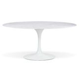 Mesa De Jantar Saarinen Oval 180x100 Cm Mármore Branco Extra Base Branca