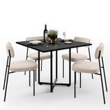 Mesa De Jantar Rivera Preto 90cm Com 04 Cadeiras Industrial Melina F01 Suede Bege - Lyam