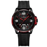 Relógio De Pulso Masculino Pulseira Clássica De Silicone Esportivo Preto Vermelho