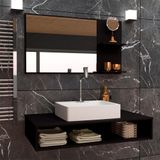 Conjunto Gabinete Banheiro Full Edition 80 Black C/cuba + Espelheira C/espelho + Torneira E Válvula