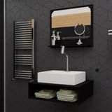 Conjunto Gabinete Banheiro Full Edition 50 Black C/cuba + Espelheira C/espelho + Torneira E Válvula