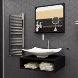 Conjunto Gabinete Banheiro Full 50 Black C/cuba + Espelheira C/espelho + Torneira E Válvula