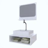 Conjunto Gabinete Banheiro Full Edition 50 Branco C/cuba + Espelheira C/espelho + Torneira E Válvula