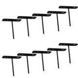 10 Suportes Espetos Estacas Chão Refletor - 10 Cjts - Preto