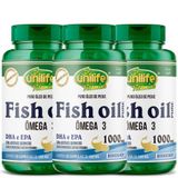 Kit 3x Ômega 3 Fish Oil 120 Cápsulas 1000mg Unilife