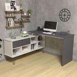 Mesa De Computador Em L 1 Porta Colorado Branco Grafito