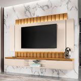 Painel Home Suspenso 2.2 Para Tv Até 70&quot; Sala De Estar Shawn Off White/cinamomo G26 - Gran Belo