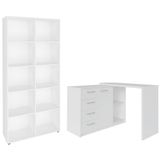 Mesa Escrivaninha Lagan E Estante Livreiro 90x187cm Lean A06 Branco - Mpozenato