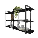 Rack Prateleira Industrial Estante Tv Sala Suspeso Retro Moderno Simples Pequeno 55 Preto