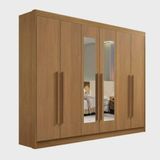 Guarda Roupa Casal 06 Portas New Athos Com Espelho Cinamomo 100% Mdf