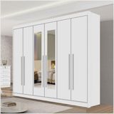 Guarda Roupa Casal 06 Portas New Athos Com Espelho Branco 100% Mdf